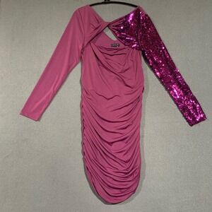 Venus Bodycon Dress Size Medium‎ Ruched Sequin Purple Party Cocktail Clubwear